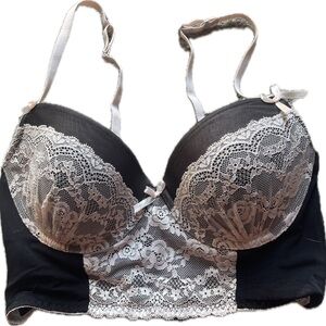 Sophie B. Black and Pale Pink Lace Bra